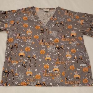 UA Scrubs Gray Halloween Print Top
